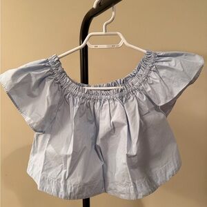 Wilfred Light Blue Off-Shoulder Crop Top